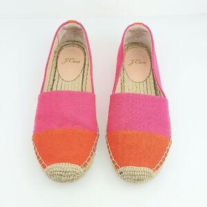 J. Crew Canvas Pink Orange Slip On Espadrilles 7